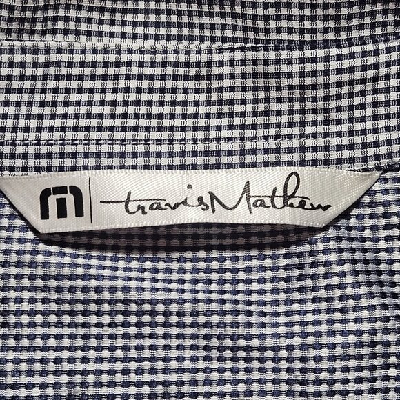 TravisMathew Mens Blue & White Checkered Short Sleeve Polo Shirt Size XL - Picture 3 of 16